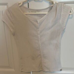 Abercrombie Kids Tan and White Sleeve Blouse